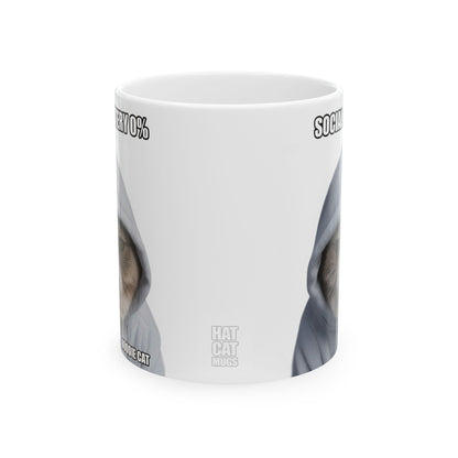 Hoodie Cat Mug – Social Battery 0%