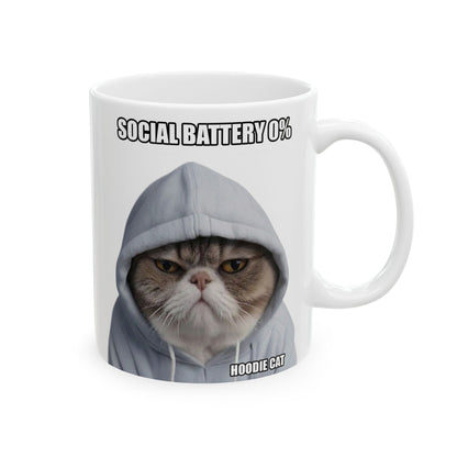 Hoodie Cat Mug – Social Battery 0%