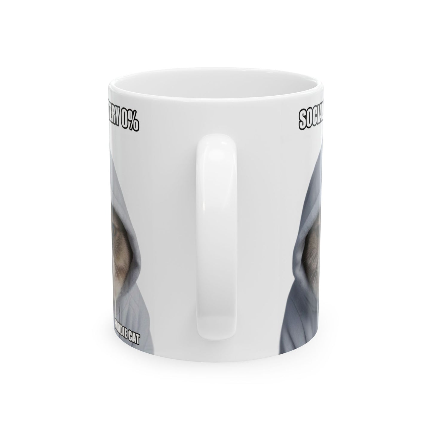 Hoodie Cat Mug – Social Battery 0%